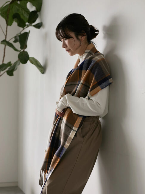 Samansa Mos2 blue「チェックマフラー」|その他|