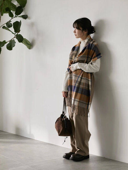 Samansa Mos2 blue「チェックマフラー」|その他|