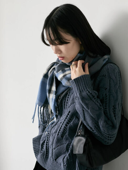 Samansa Mos2 blue「チェックマフラー」|その他|