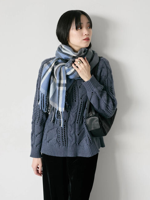 Samansa Mos2 blue「チェックマフラー」|その他|