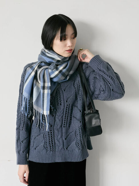 Samansa Mos2 blue「チェックマフラー」|その他|