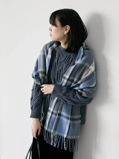 Samansa Mos2 blue「チェックマフラー」|その他|