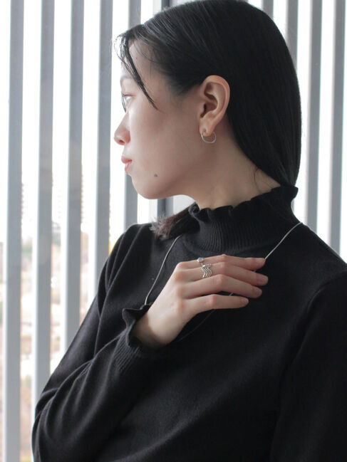 Samansa Mos2 blue「フリル衿ニットプルオーバー」|ニット・セーター|ブラック