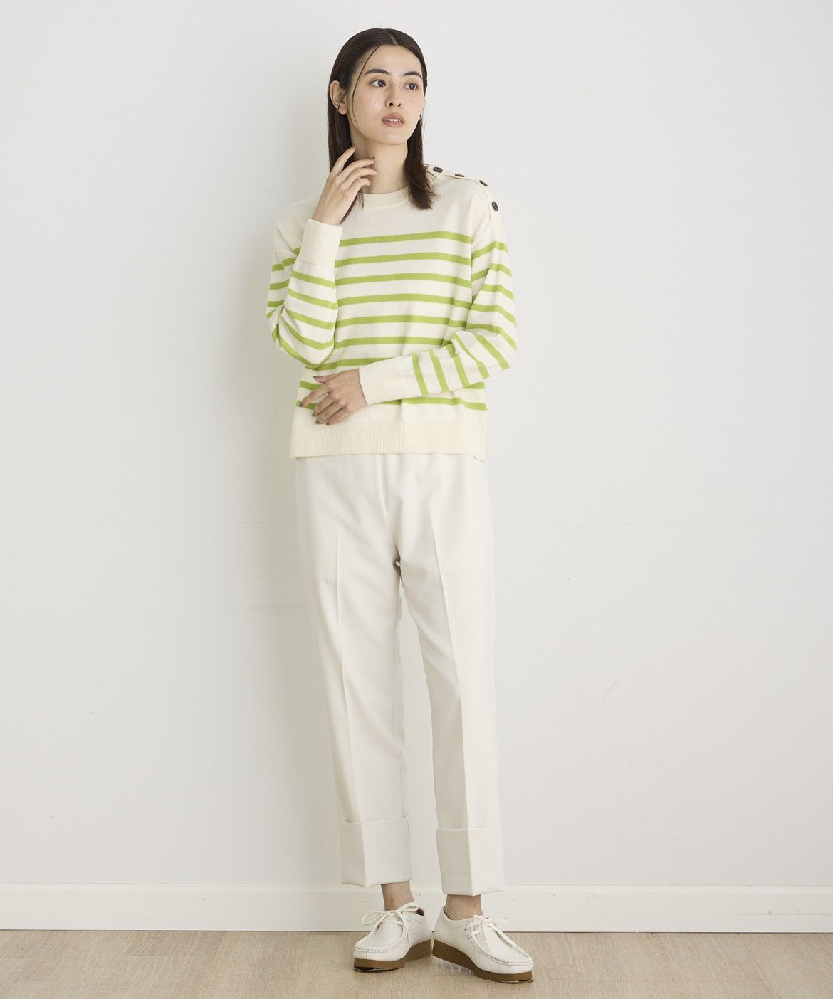 I.T.'S international「ウールライクロールアップテーパードパンツ」|その他|オフホワイト1