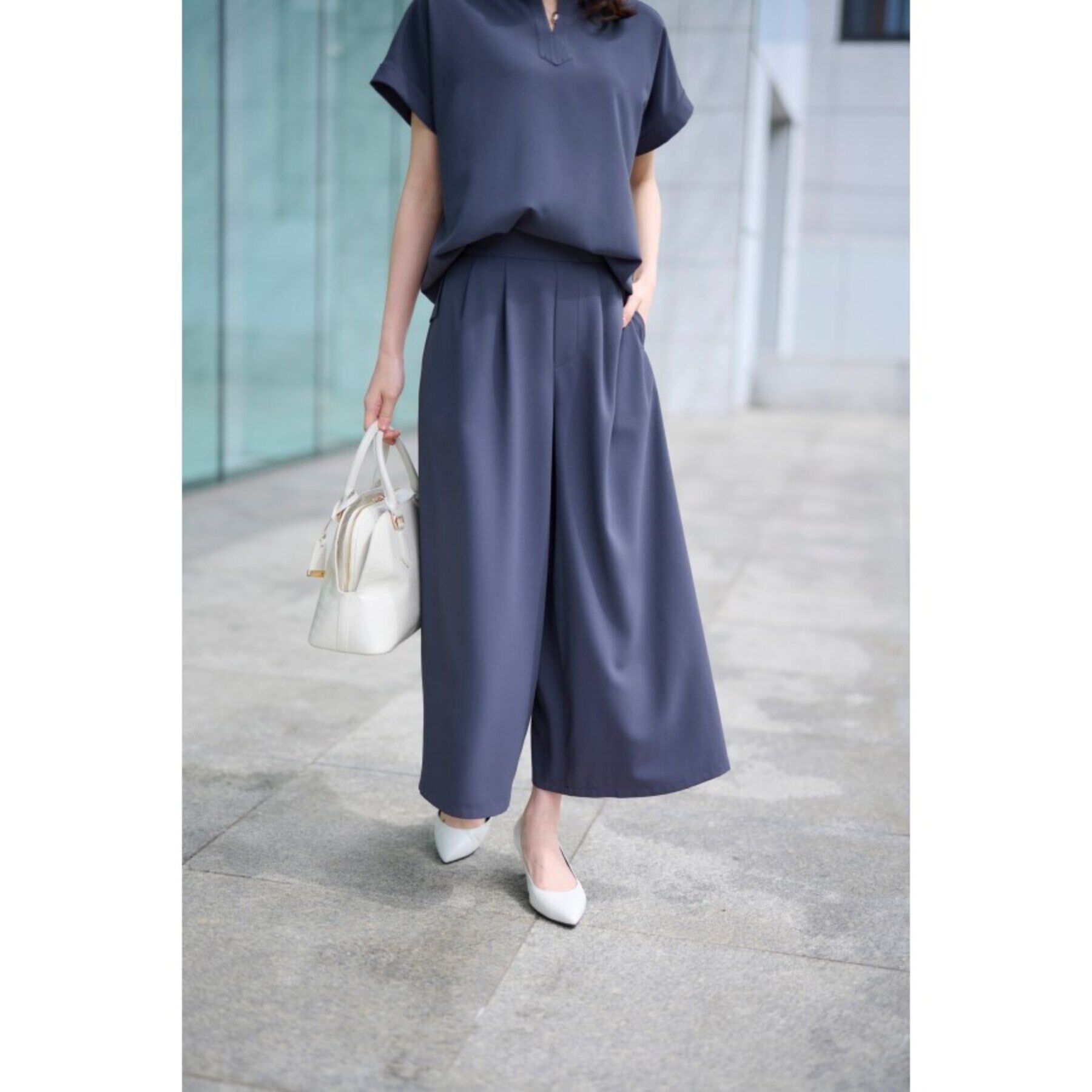 UNTITLED「【大人気セットアップ！！快適なはき心地】リラックス ガウチョパンツ」|その他|チャコールグレー(0