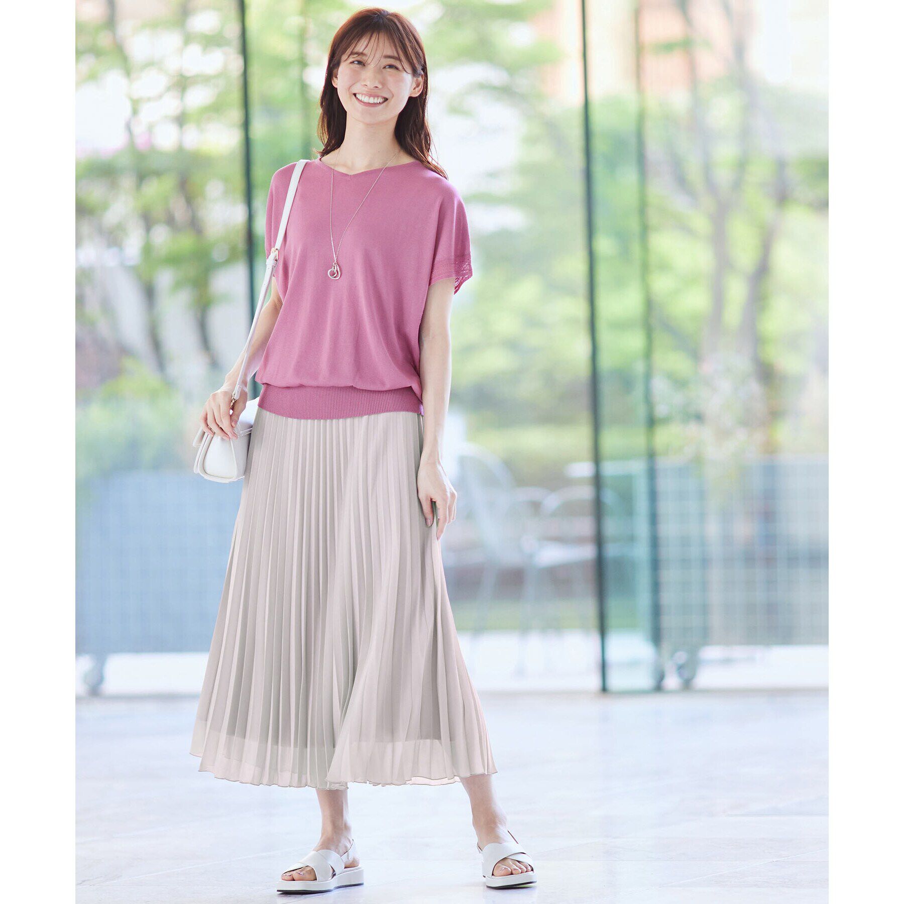 Reflect「【SALE／WEB限定カラーあり／二の腕カバー◎】透かし柄スリーブニット」|ニット・セーター|