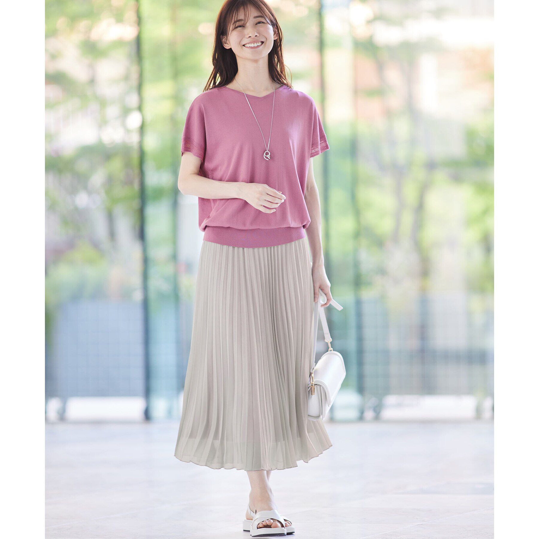 Reflect「【SALE／WEB限定カラーあり／二の腕カバー◎】透かし柄スリーブニット」|ニット・セーター|