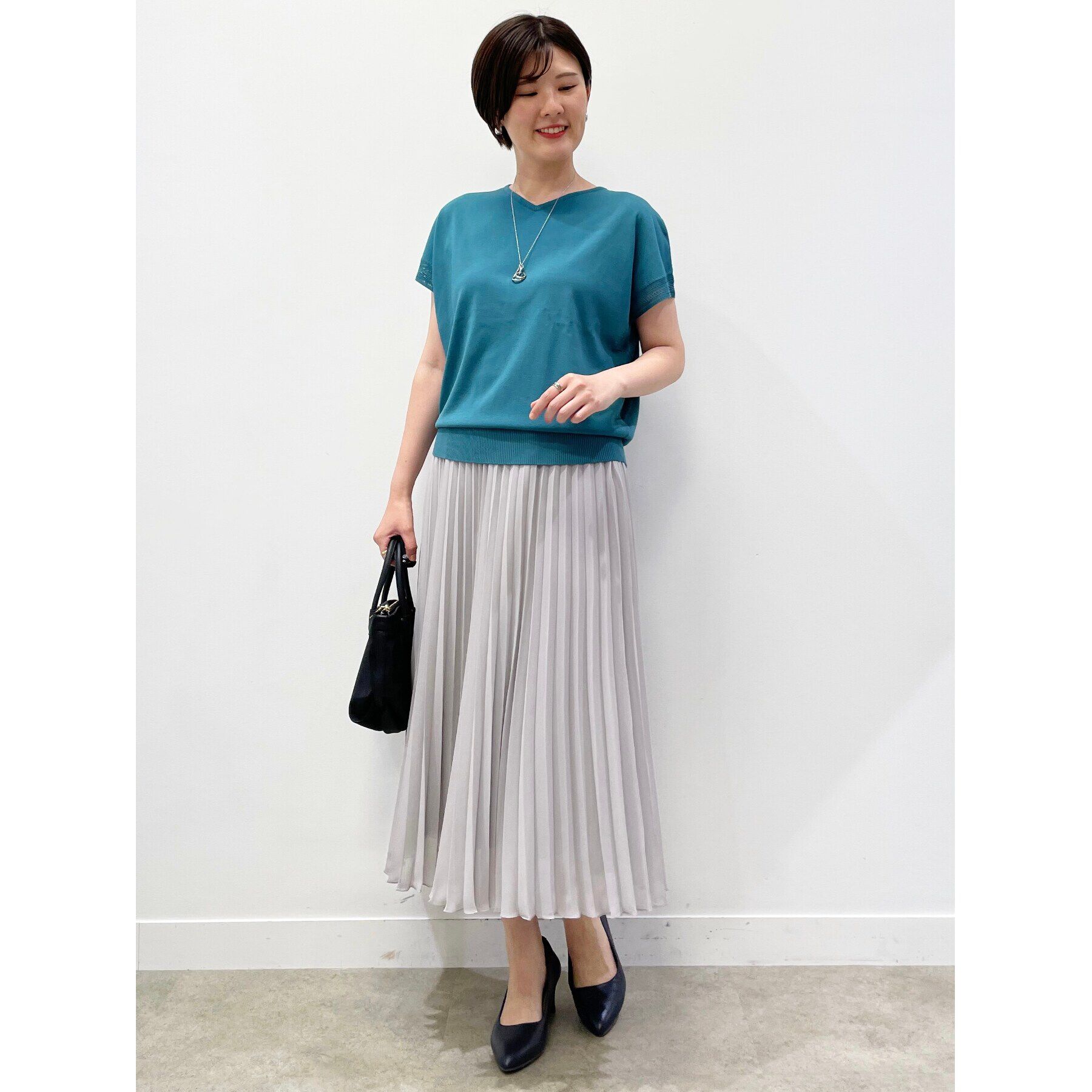 Reflect「【SALE／WEB限定カラーあり／二の腕カバー◎】透かし柄スリーブニット」|ニット・セーター|