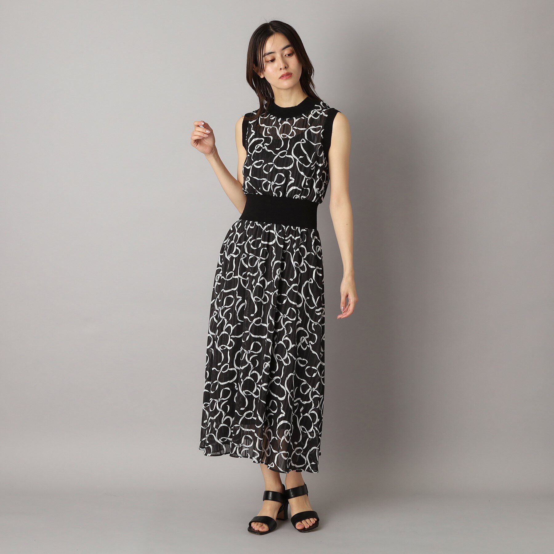 DRESSTERIOR「シアーリボンテーププリントドレス」|ワンピース|