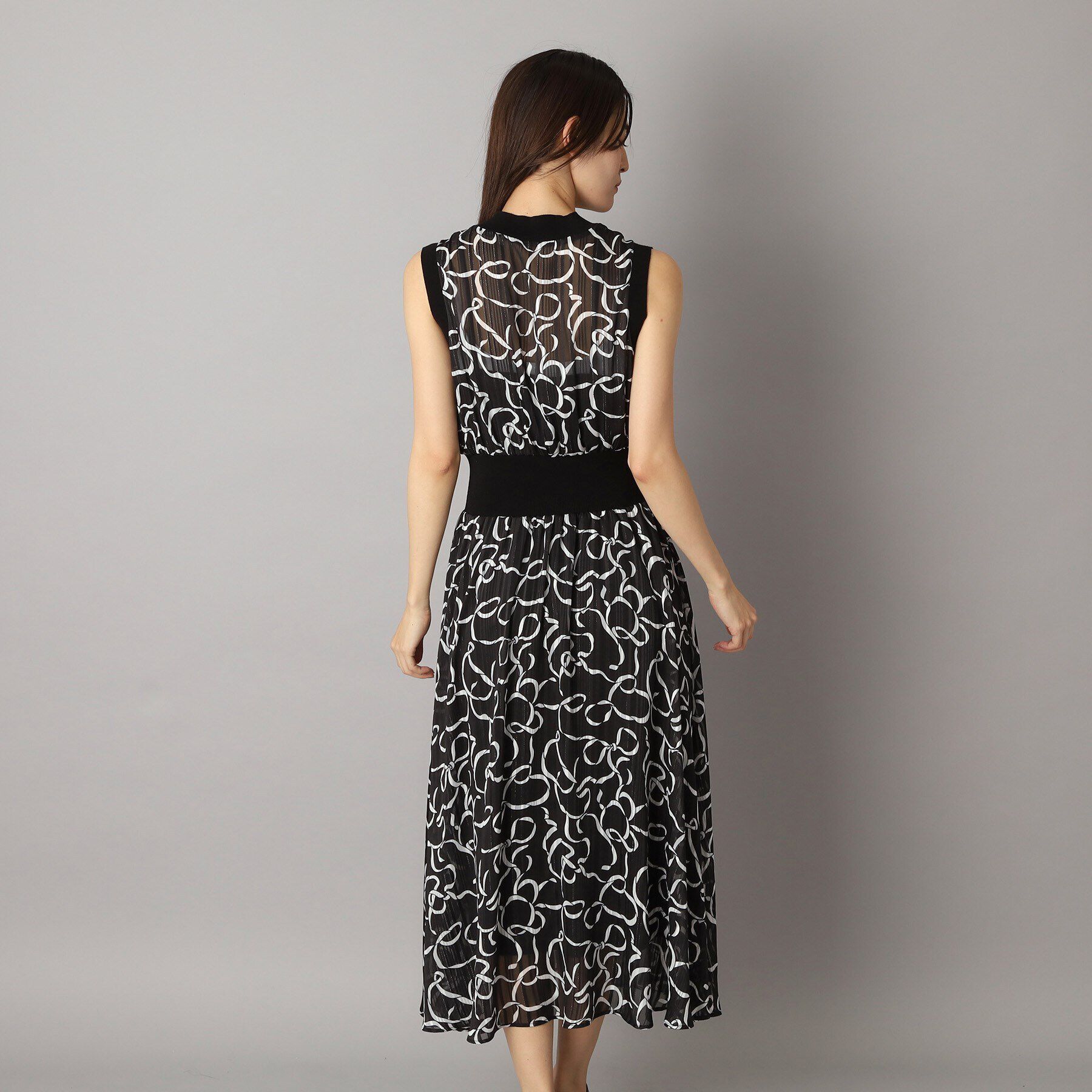 DRESSTERIOR「シアーリボンテーププリントドレス」|ワンピース|