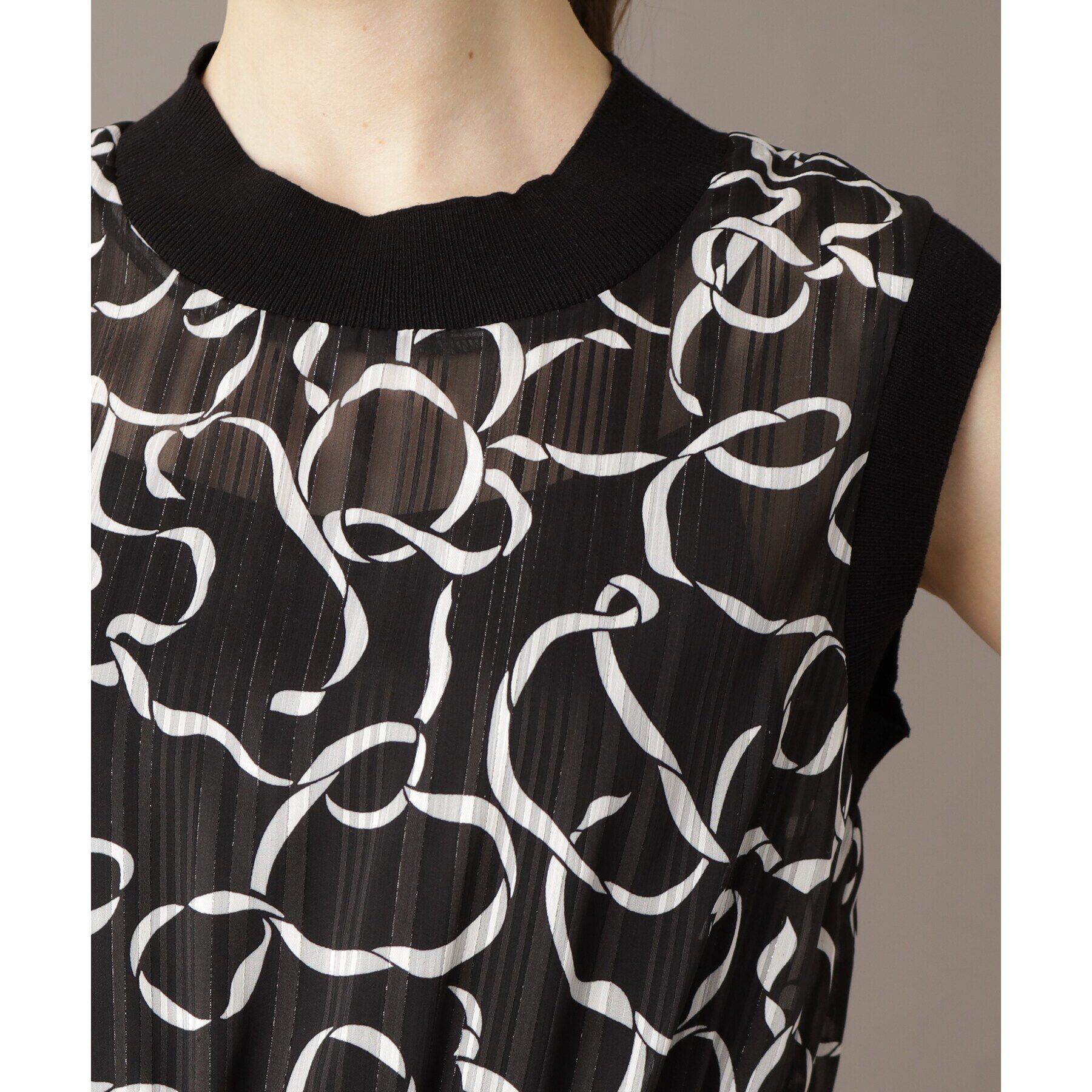 DRESSTERIOR「シアーリボンテーププリントドレス」|ワンピース|