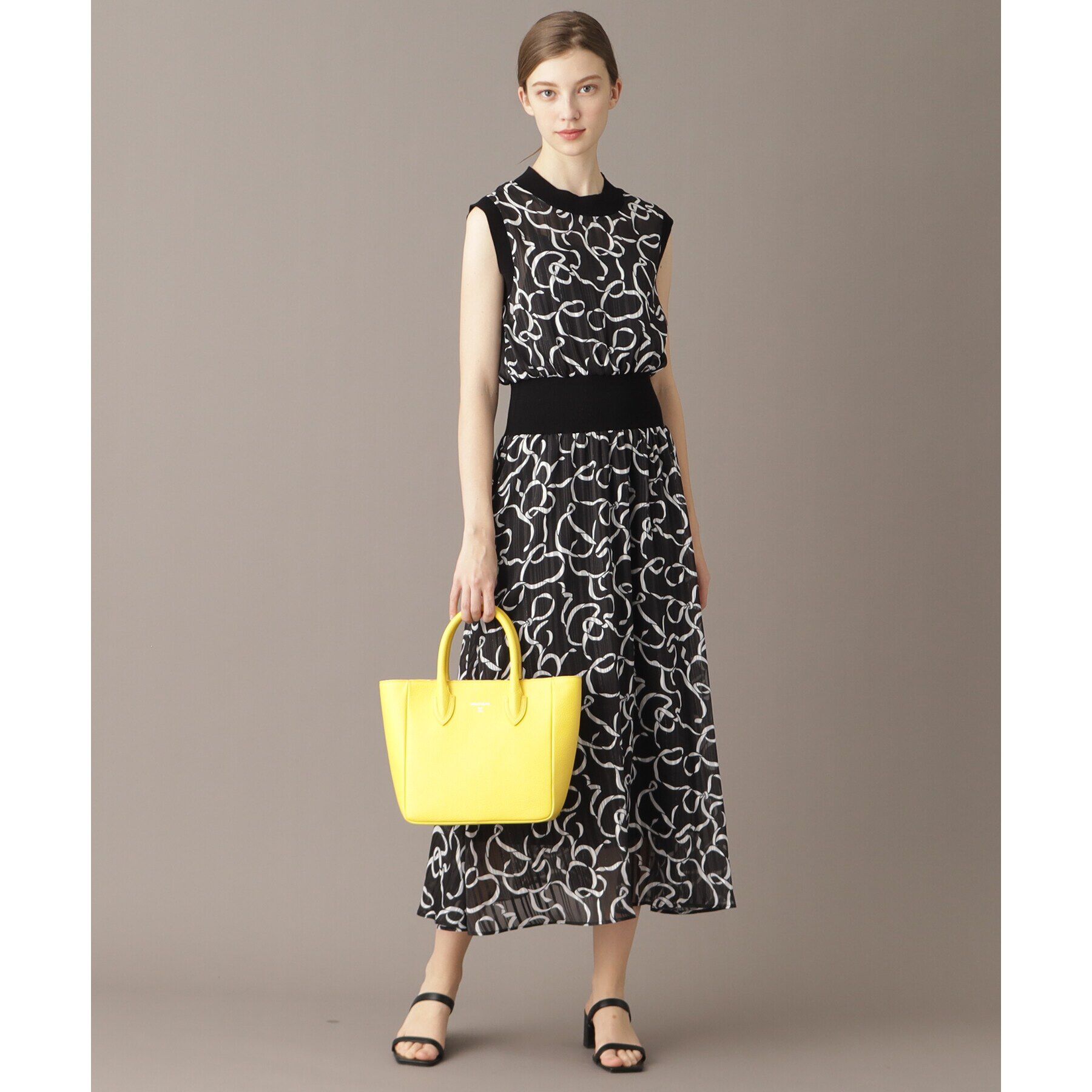 DRESSTERIOR「シアーリボンテーププリントドレス」|ワンピース|