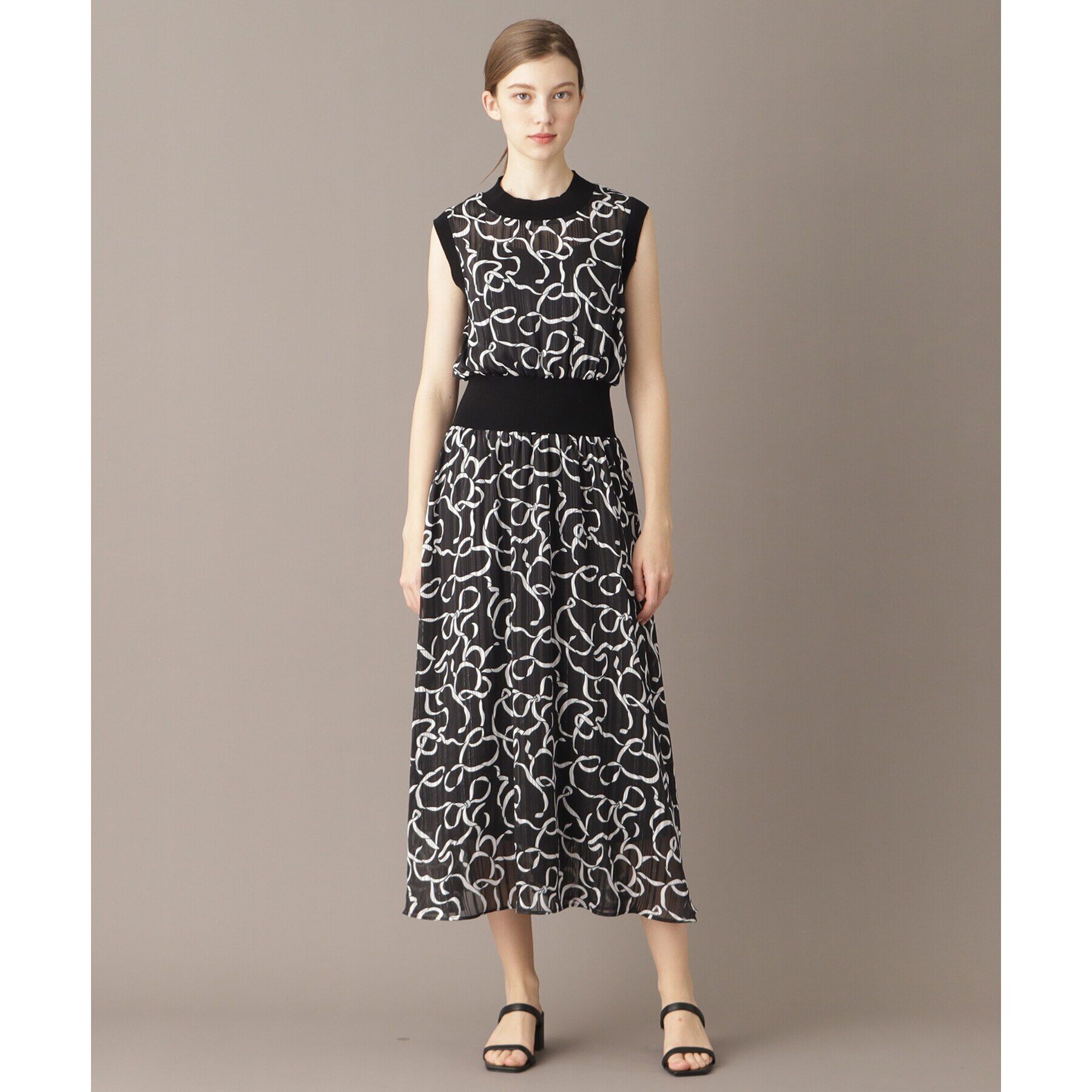 DRESSTERIOR「シアーリボンテーププリントドレス」|ワンピース|