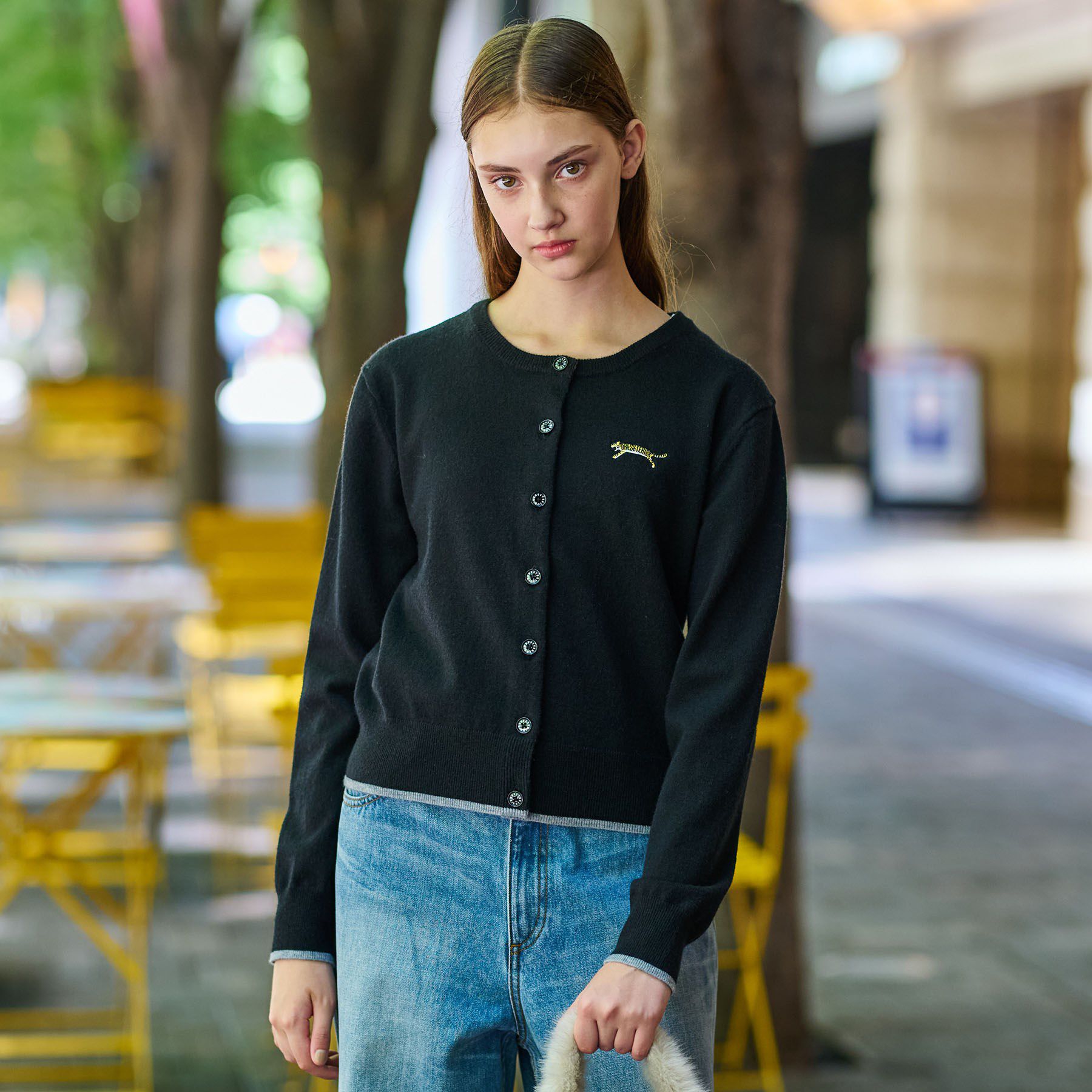 DRESSTERIOR「【CLASSY．12月号掲載】タイガーエンブロイダリークルーネックカーディガン」|カーディガン|