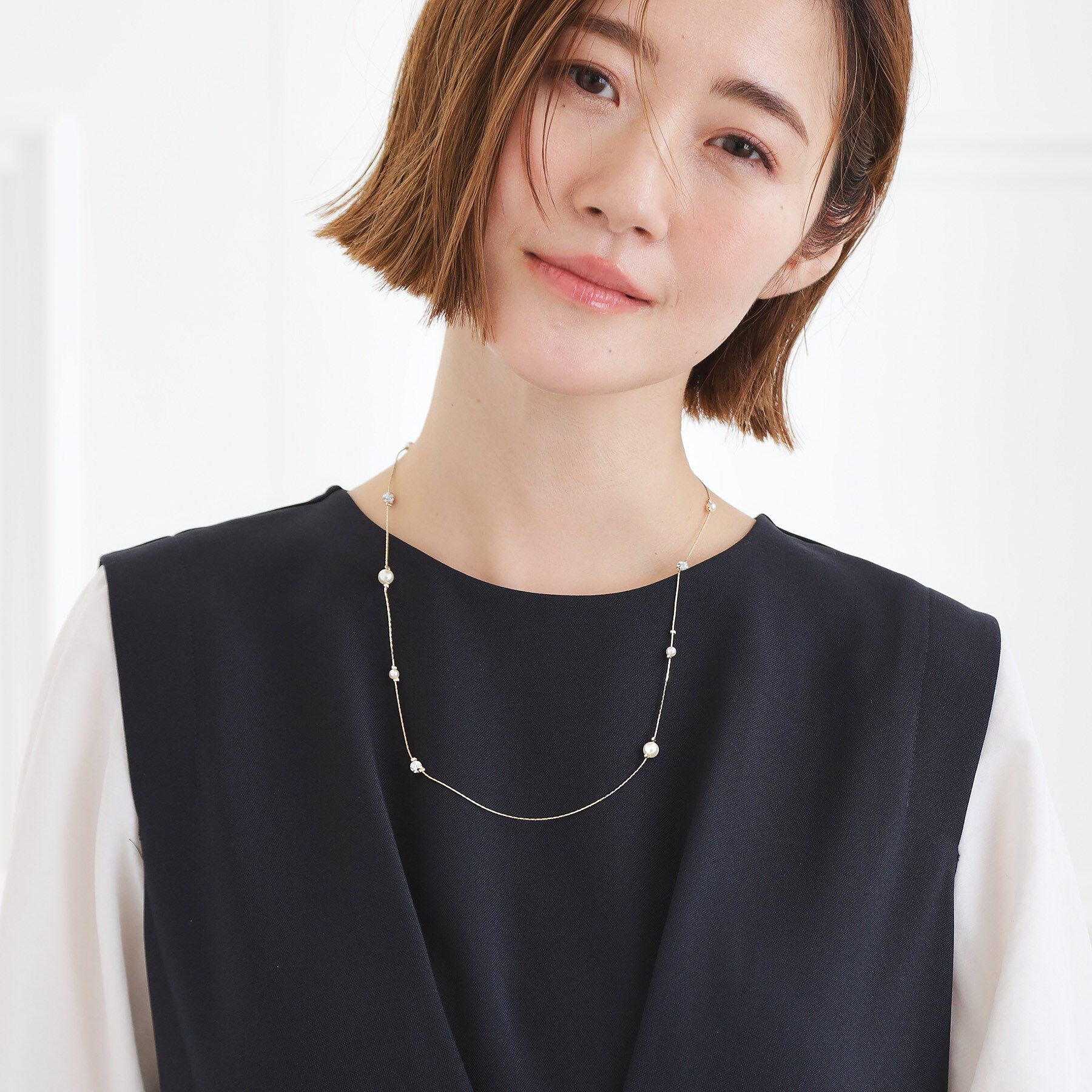 grove「飛ばしパール調アジャスタブルネックレス」|ネックレス|