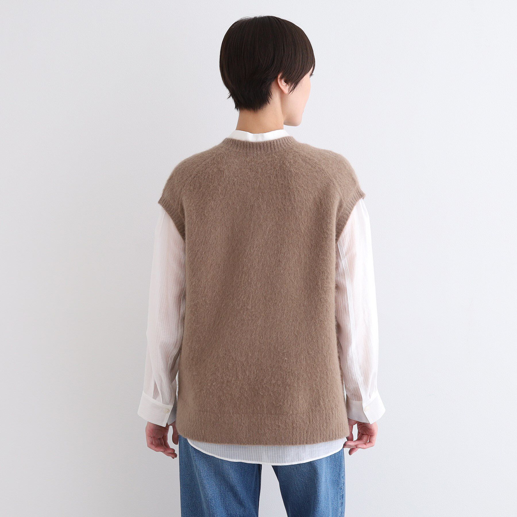 INDIVI「【フォックス混】ゆるシルエットヘアリーニットベスト」|ニット・セーター|