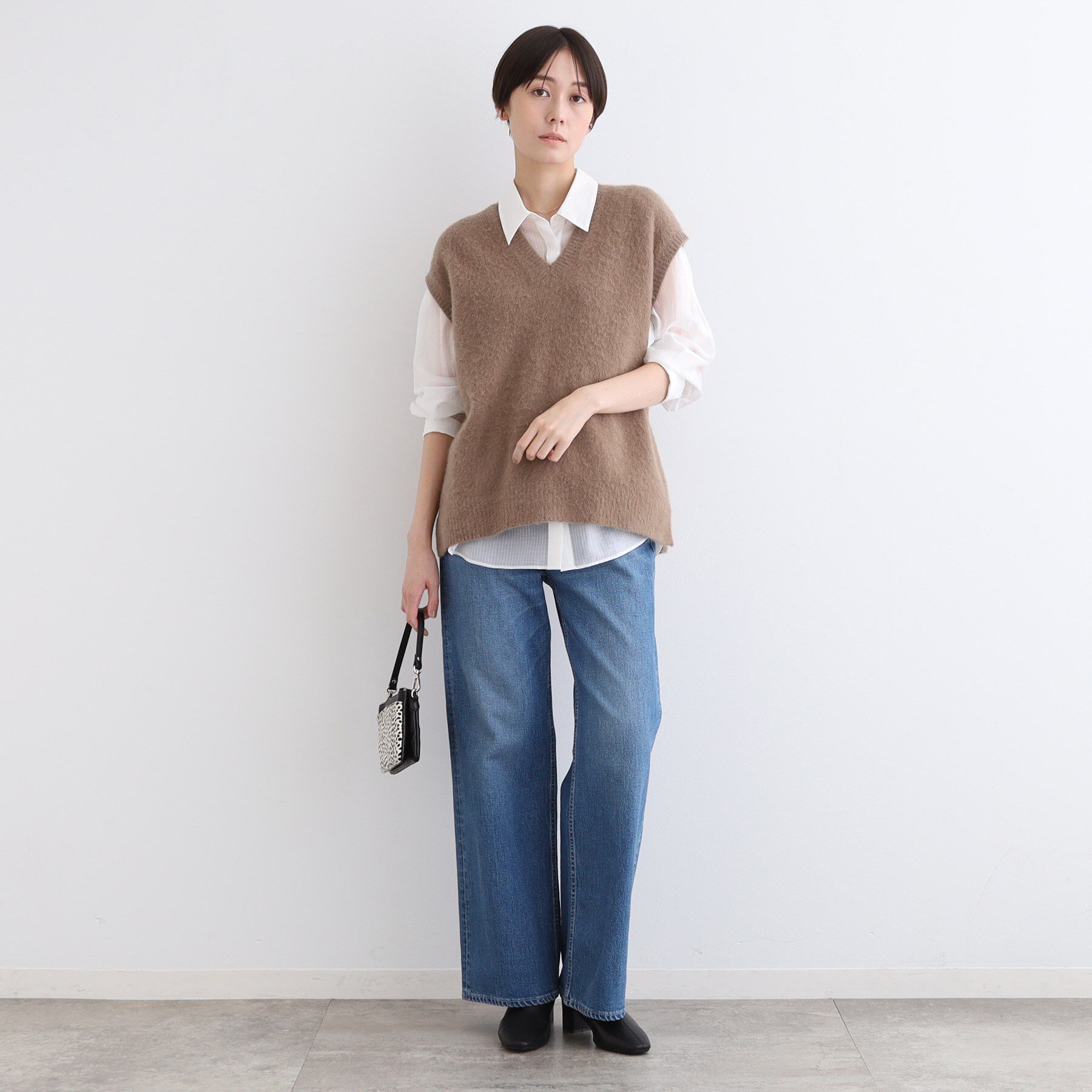 INDIVI「【フォックス混】ゆるシルエットヘアリーニットベスト」|ニット・セーター|