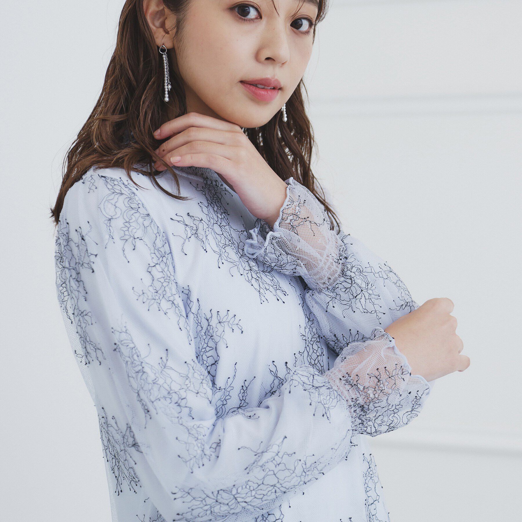 index「シャーリング総レーストップス【洗濯機洗い可】」|Tシャツ・カットソー|