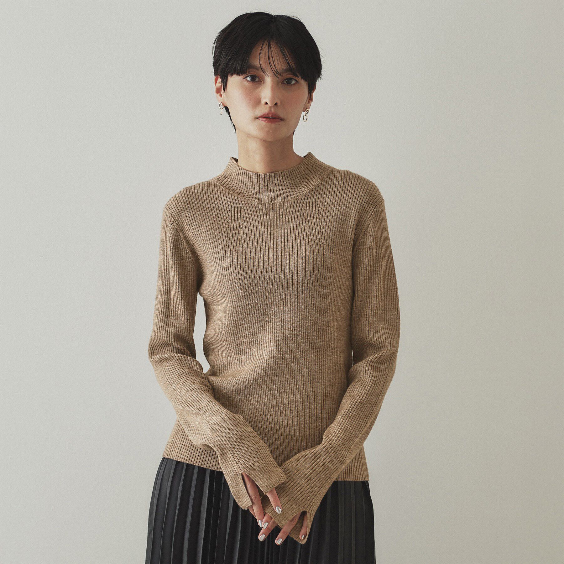 OPAQUE.CLIP「ハイネックリブニット／FILIVIVI・フィルビビ【洗濯機洗い可】」|ニット・セーター|