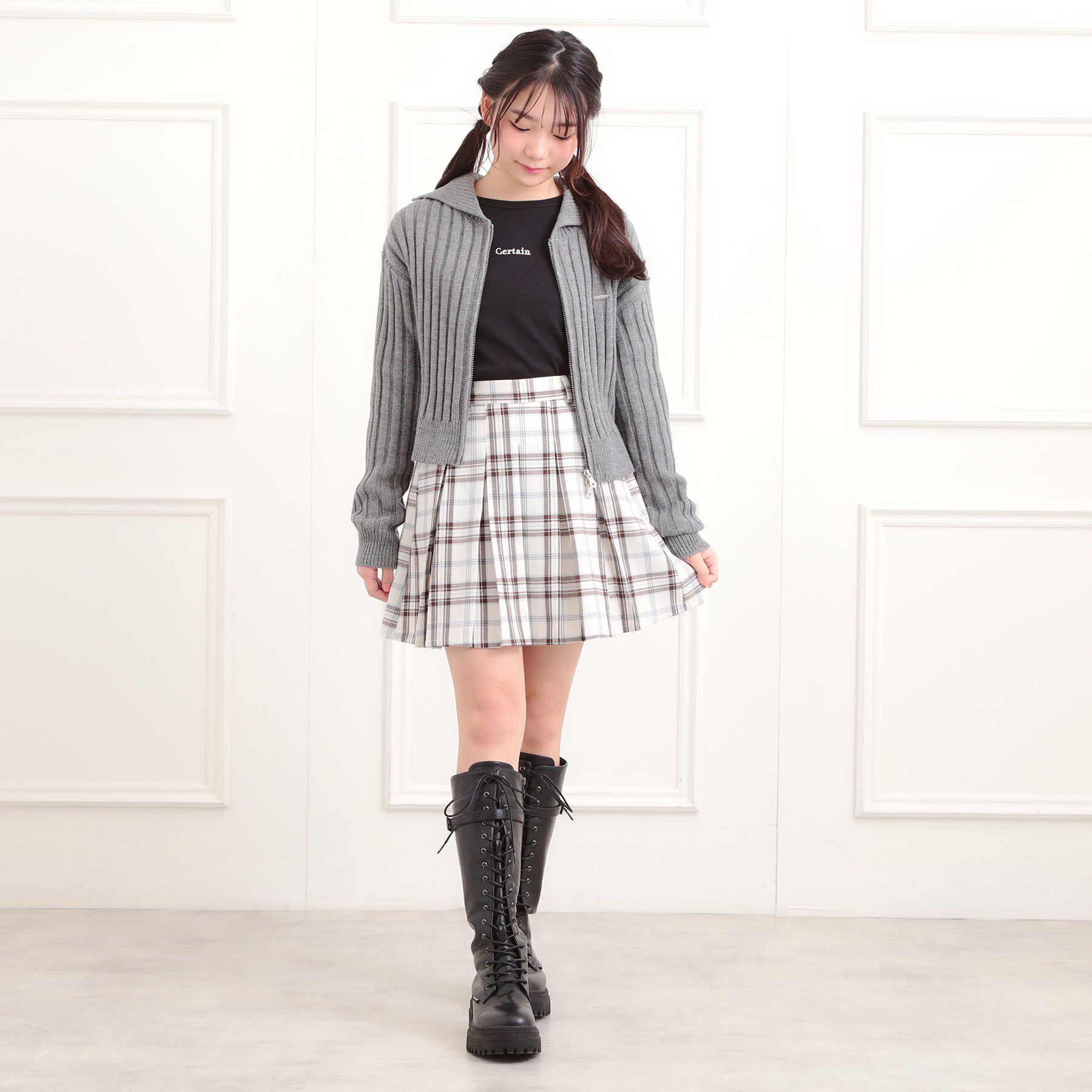 PINK-latte「微起毛プリーツスカート」|スカート|