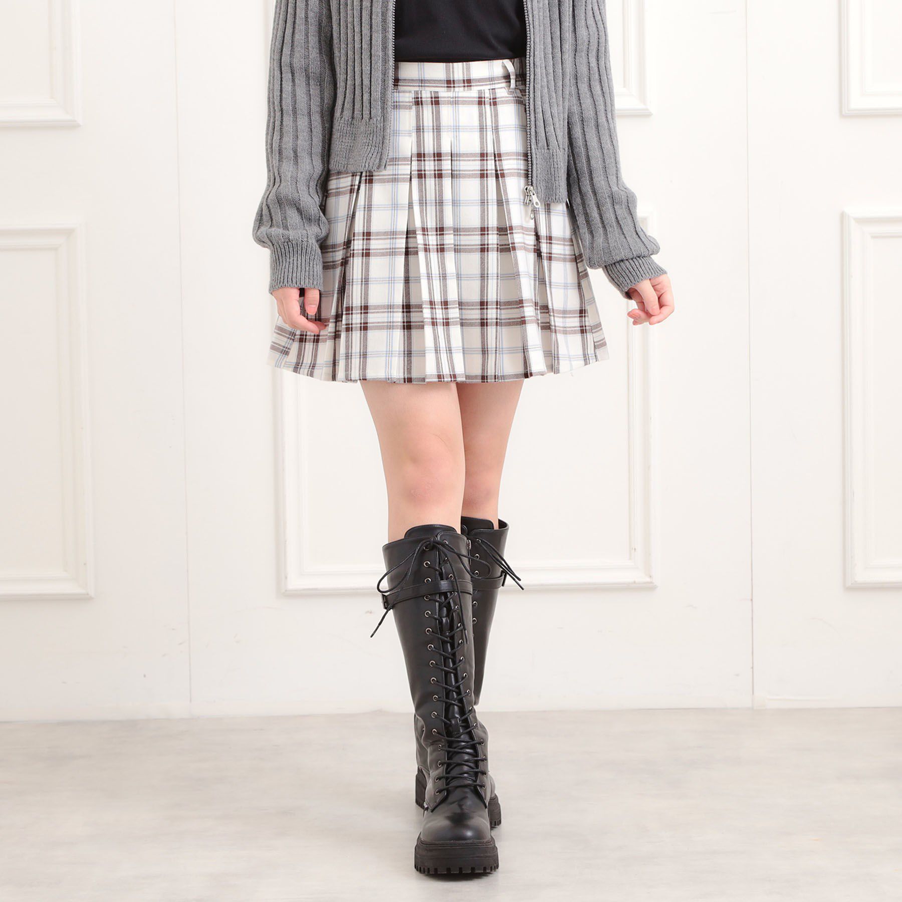 PINK-latte「微起毛プリーツスカート」|スカート|アイボリー(204)