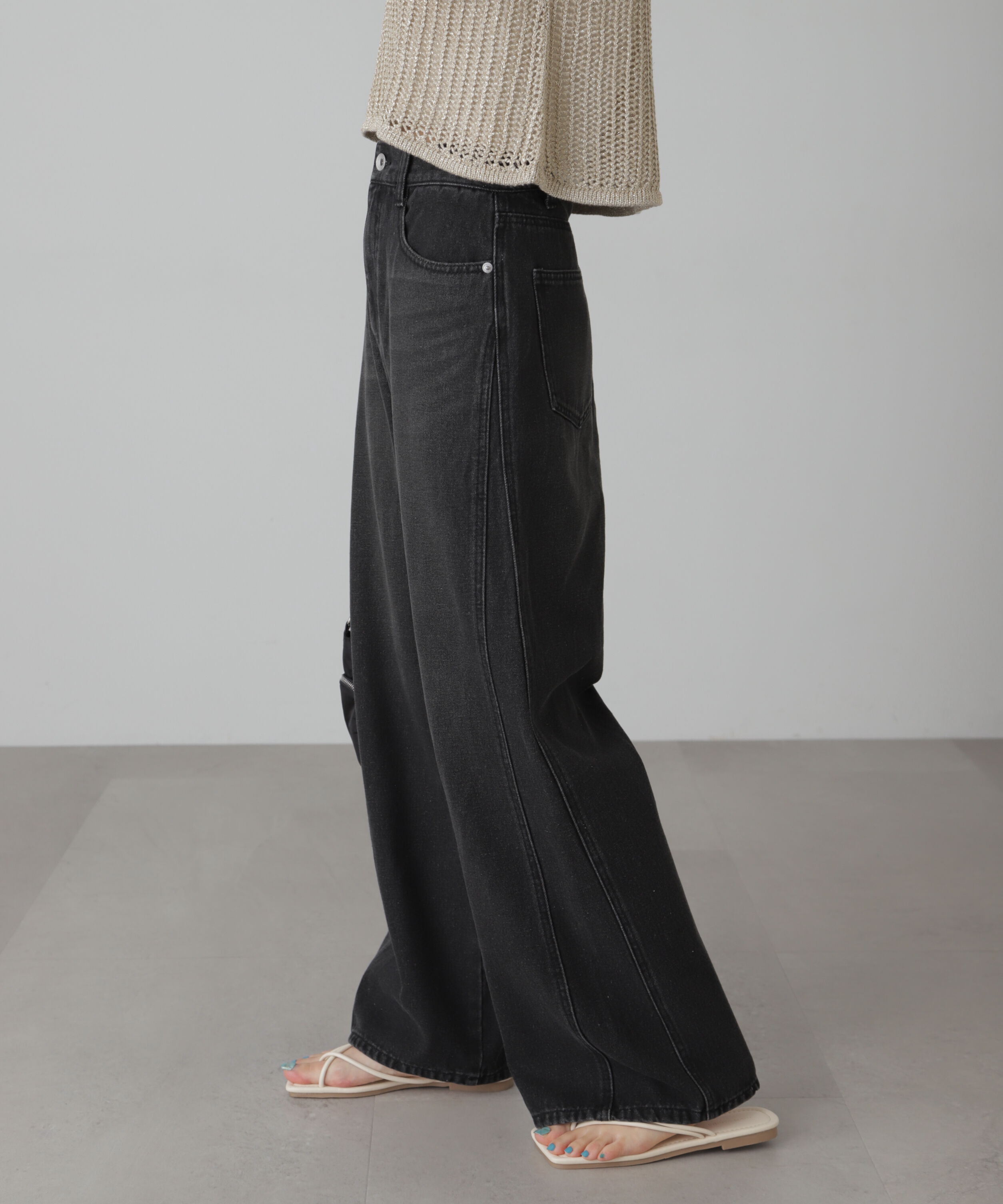  「[XS-Lサイズ展開]サイドパネルヴィンテージライクワイドデニム」|その他|