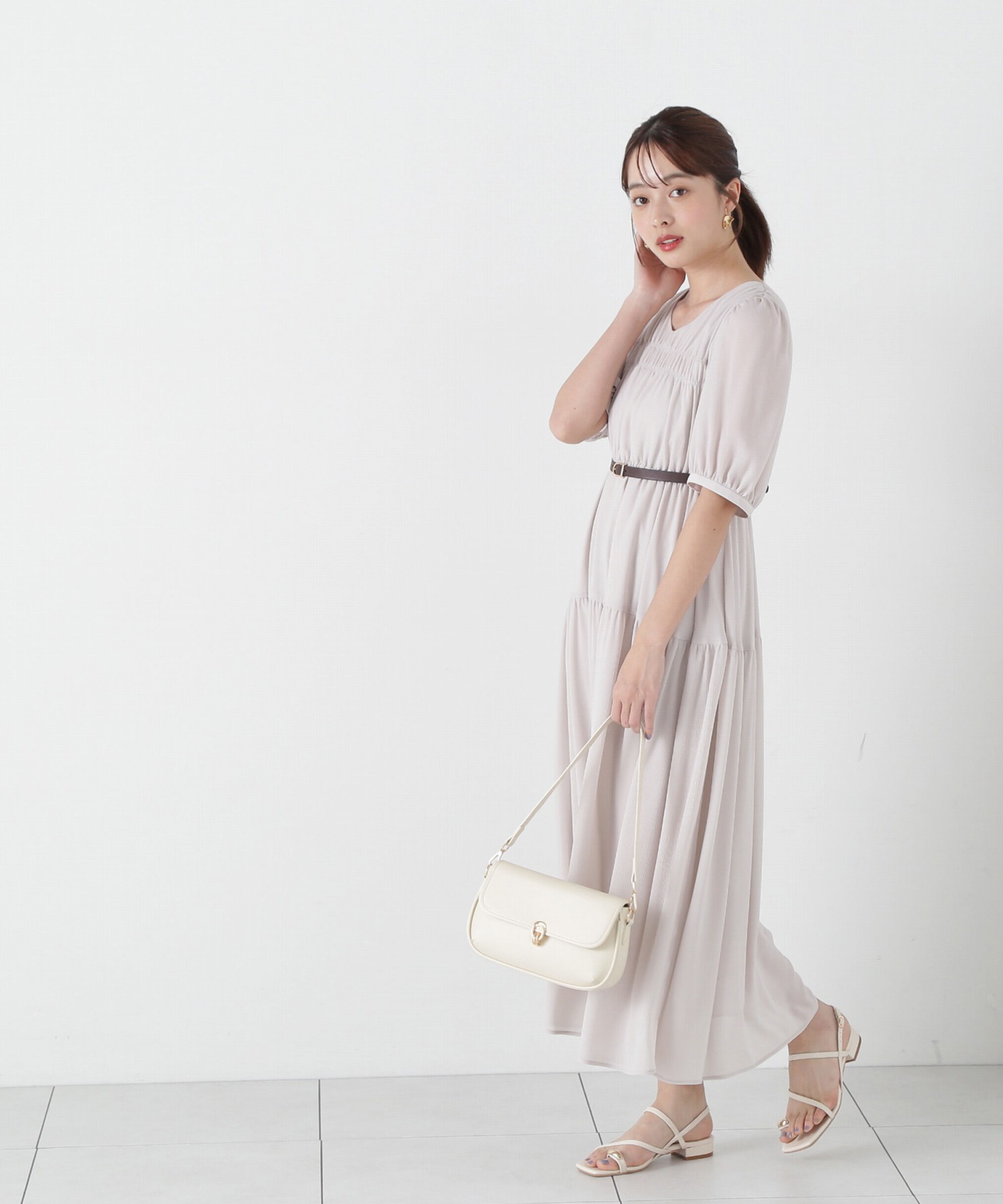 PROPORTION BODY DRESSING「ベルト付きギャザーワンピース」|ワンピース|