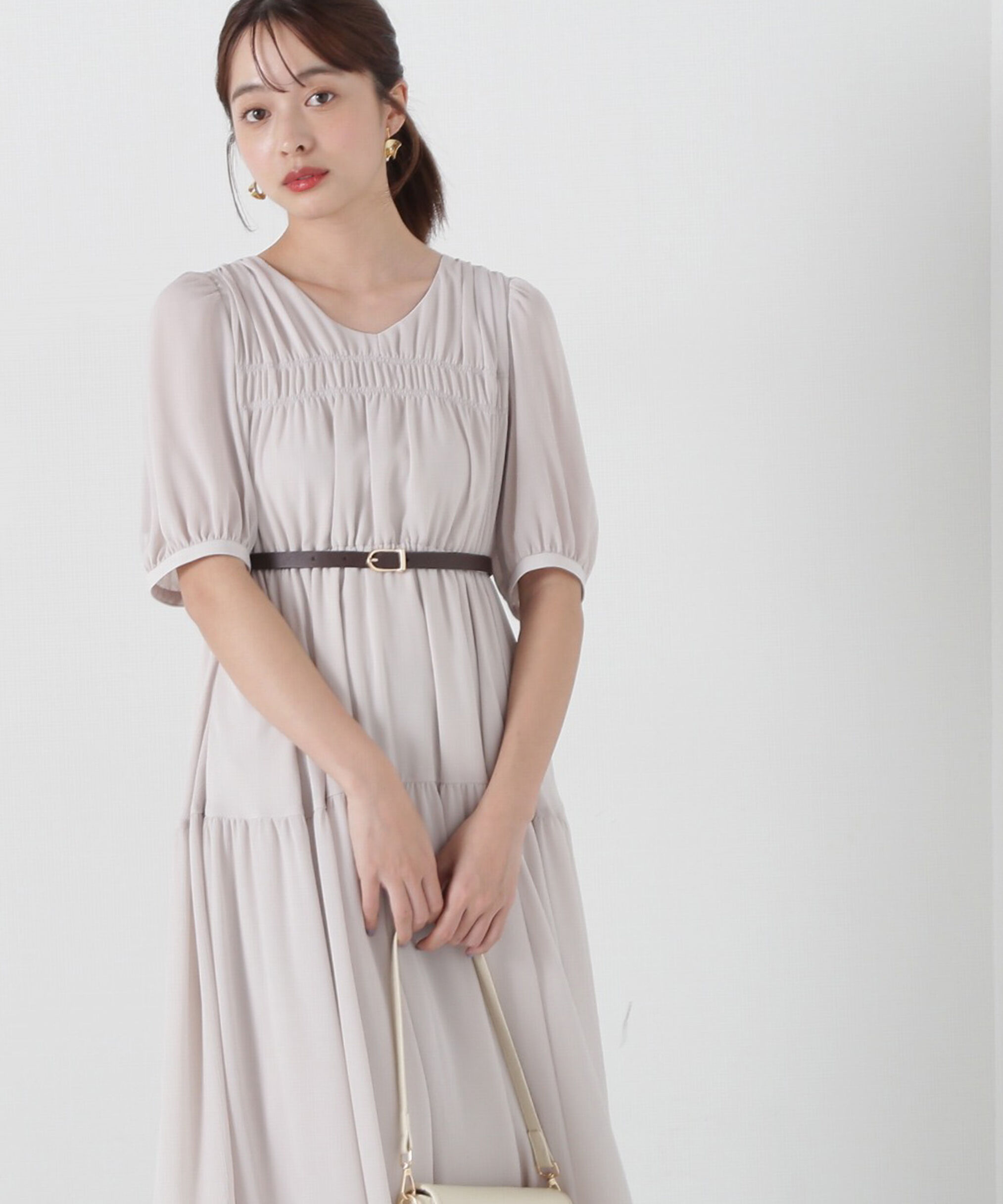 PROPORTION BODY DRESSING「ベルト付きギャザーワンピース」|ワンピース|