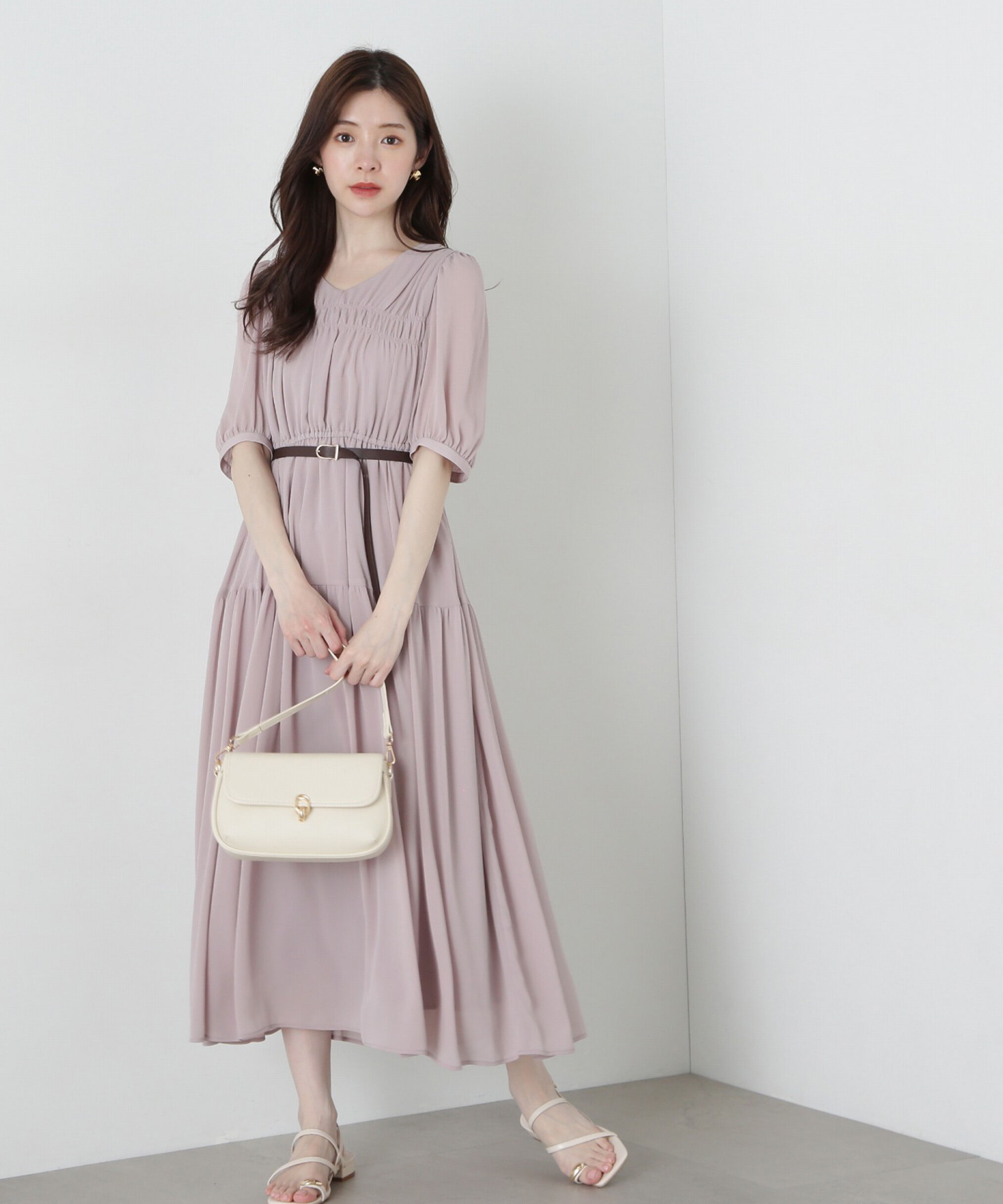 PROPORTION BODY DRESSING「ベルト付きギャザーワンピース」|ワンピース|