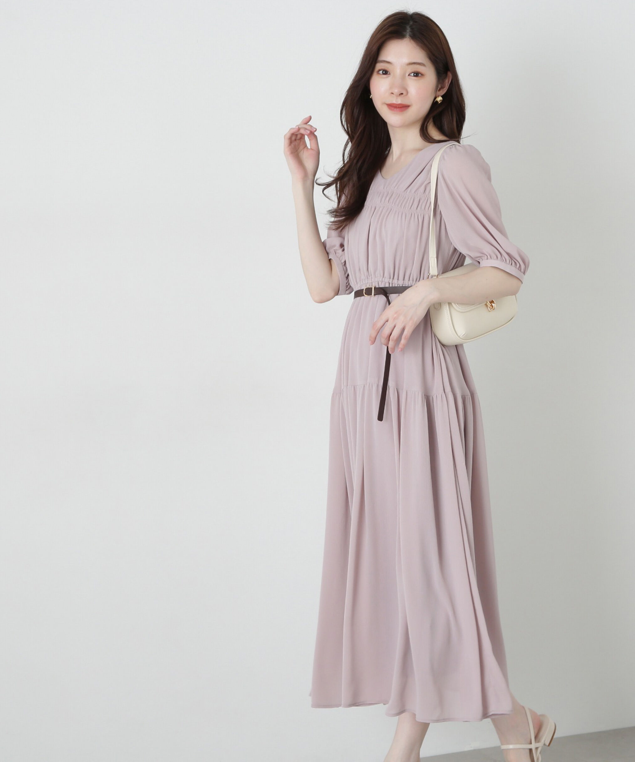 PROPORTION BODY DRESSING「ベルト付きギャザーワンピース」|ワンピース|