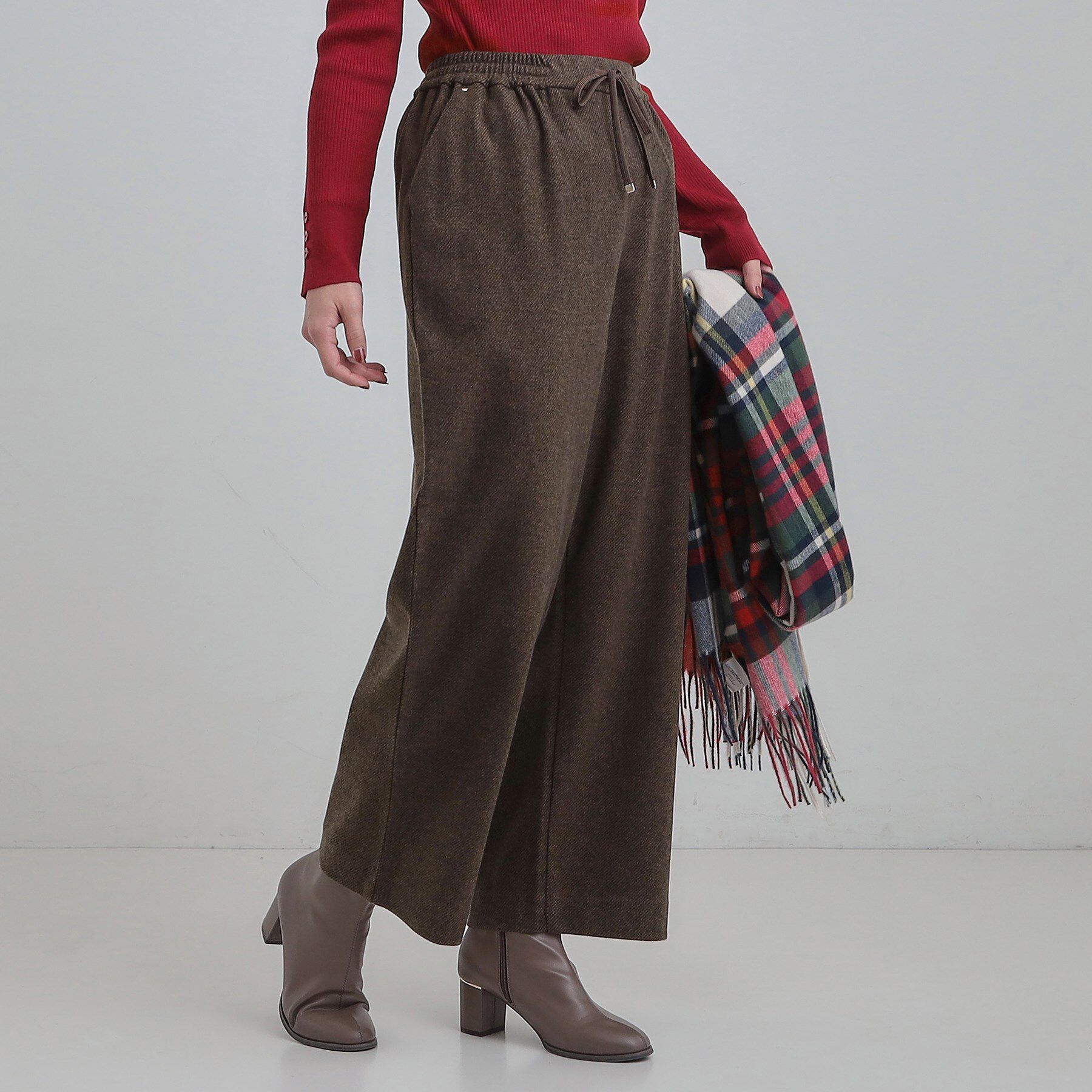 SHOO･LA･RUE「【洗濯機可/S-LL/あったか】ラフ過ぎない 大人のイージーワイドパンツ」|その他|ブラウン(043)