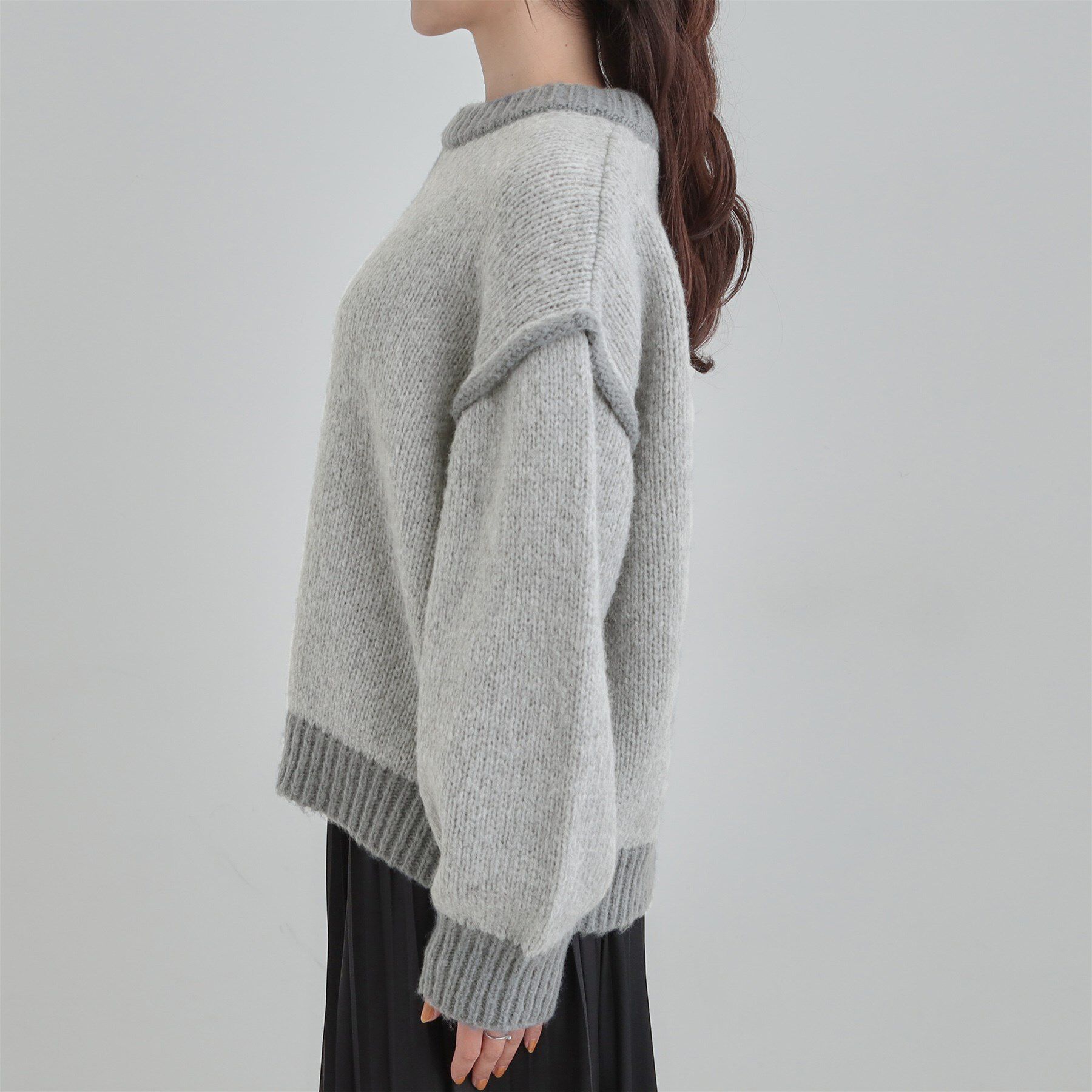 SHOO･LA･RUE「【S-LL】配色デザインがポイント ざっくり編みゆるニット」|ニット・セーター|