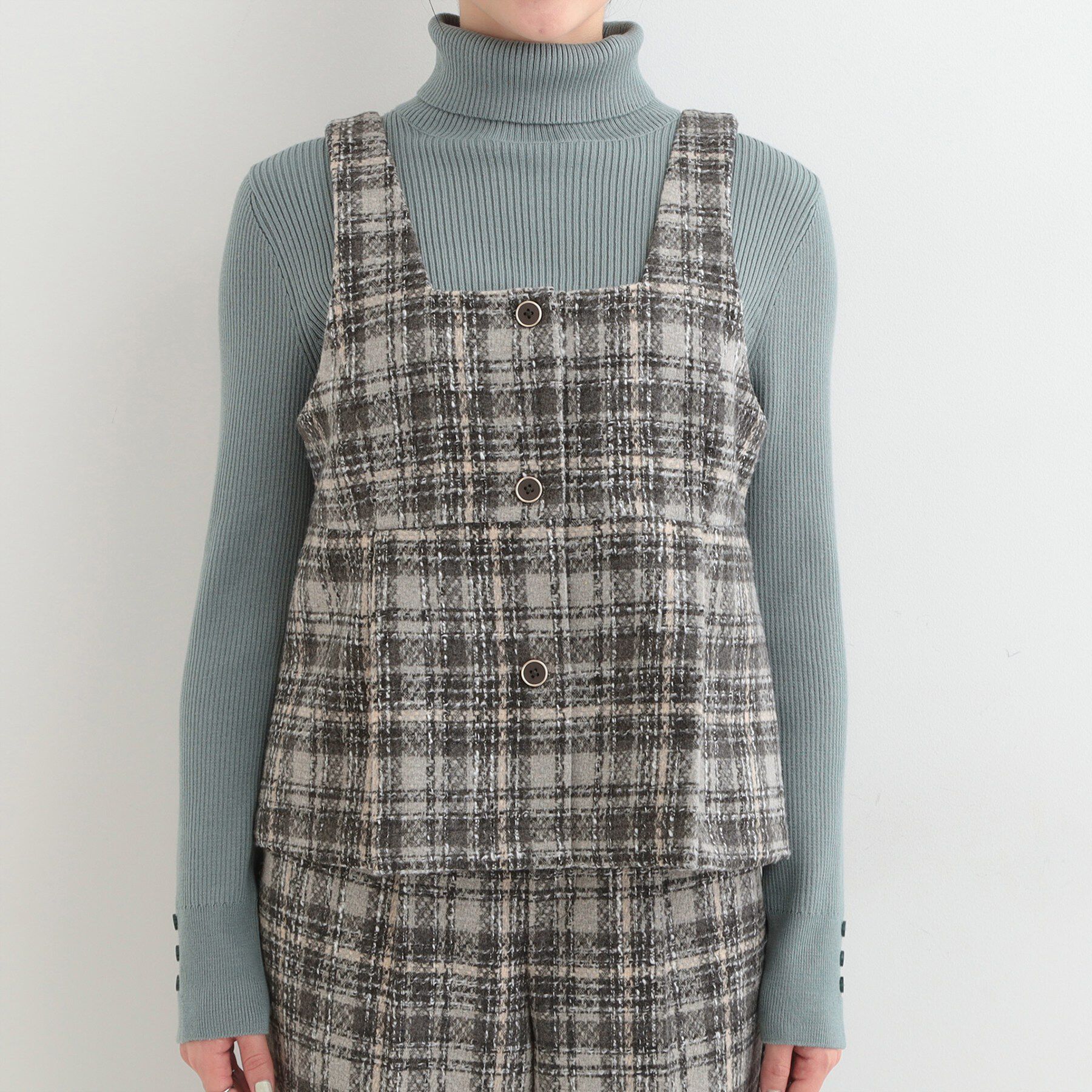 SHOO･LA･RUE「【2点セット/S-LL】着るだけで決まる クラシカルなツイード調 チェック柄セットアップ」|スーツ|