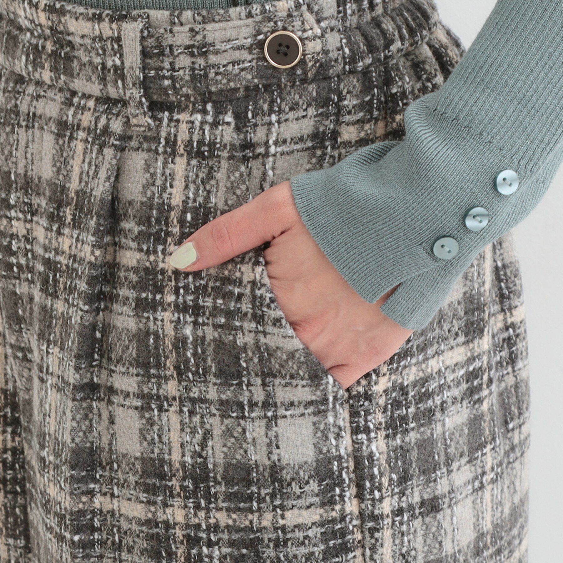 SHOO･LA･RUE「【2点セット/S-LL】着るだけで決まる クラシカルなツイード調 チェック柄セットアップ」|スーツ|