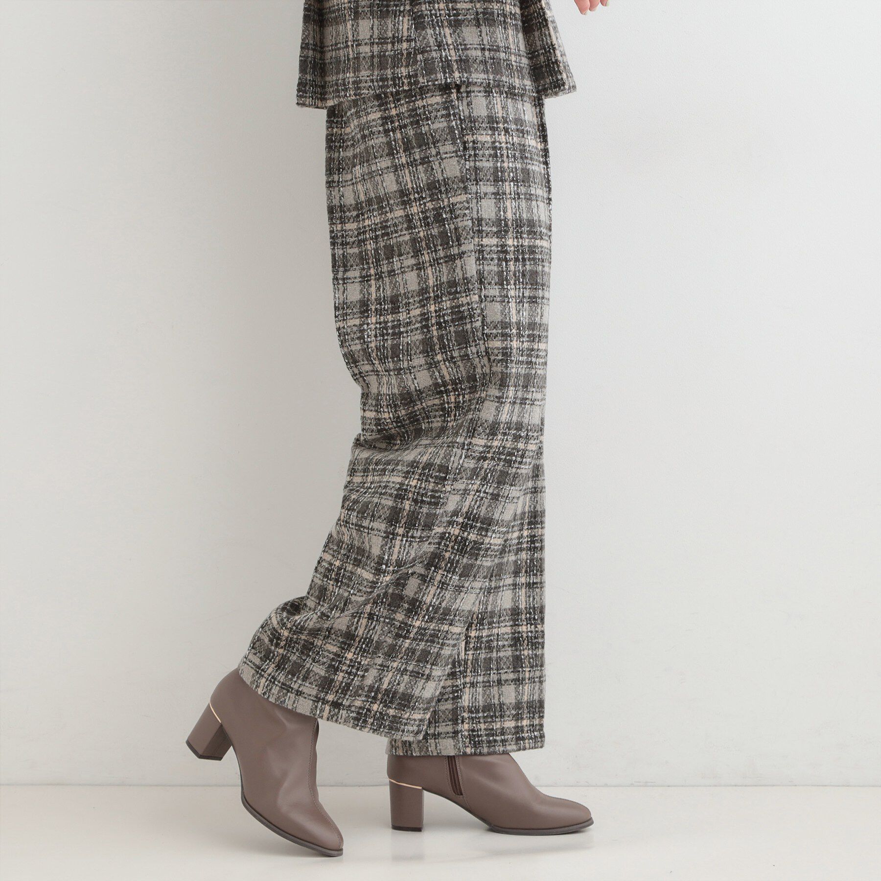 SHOO･LA･RUE「【2点セット/S-LL】着るだけで決まる クラシカルなツイード調 チェック柄セットアップ」|スーツ|