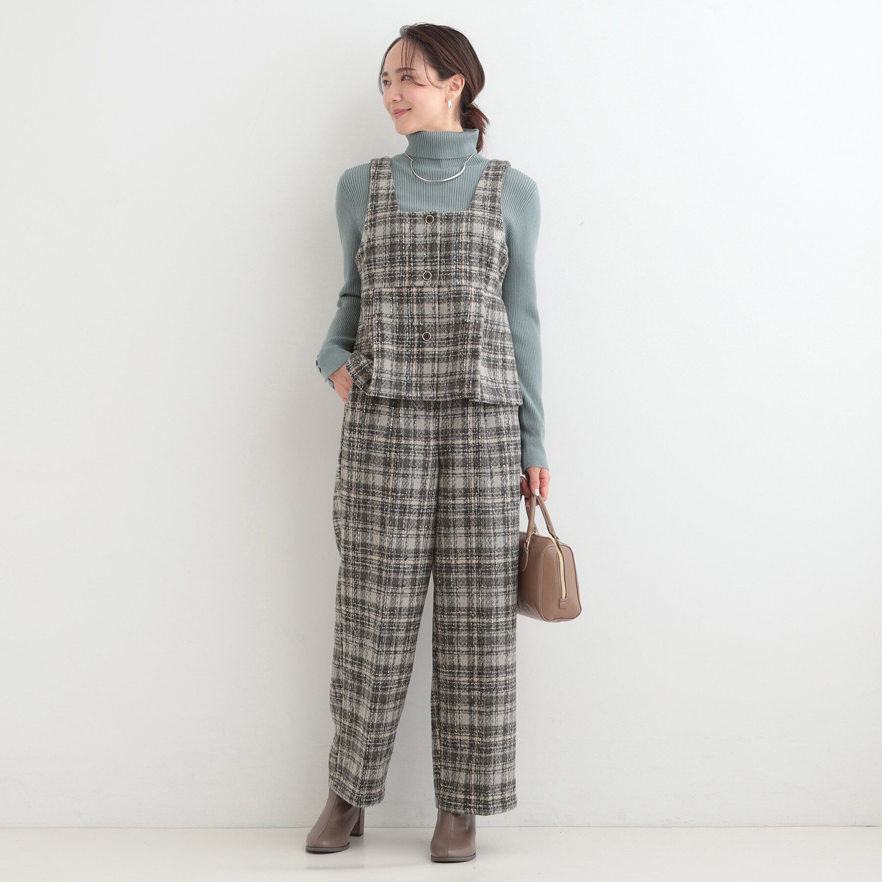 SHOO･LA･RUE「【2点セット/S-LL】着るだけで決まる クラシカルなツイード調 チェック柄セットアップ」|スーツ|