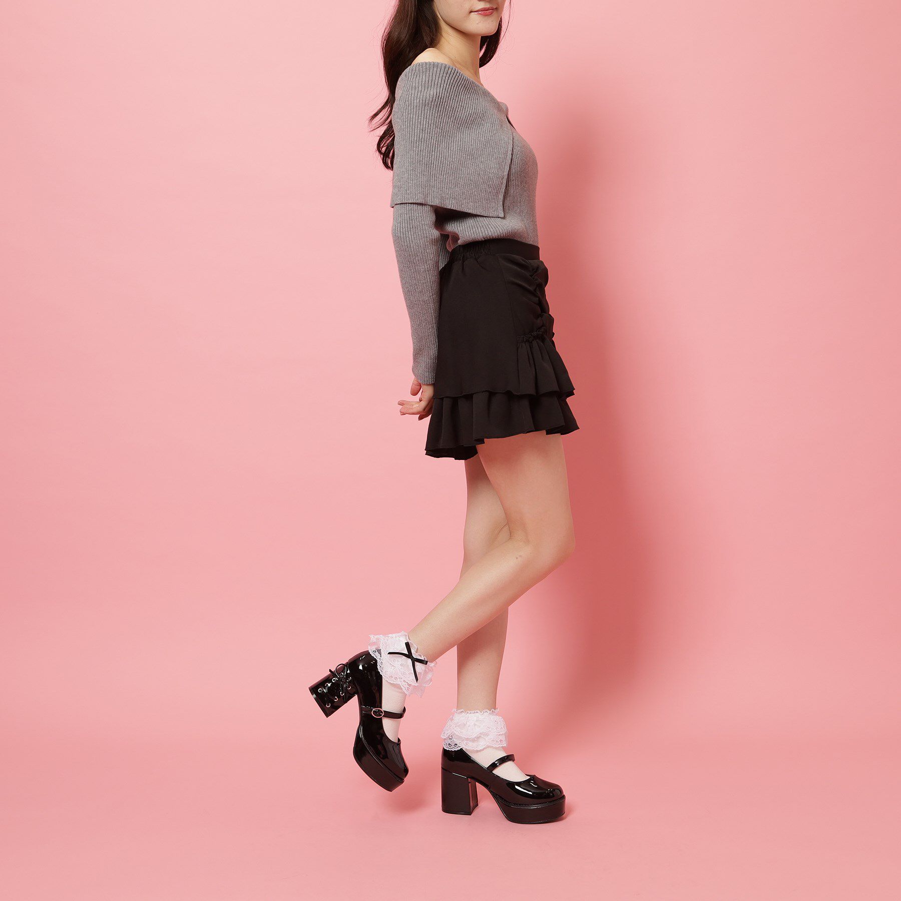 csT&P「厚底ヒールレースアップパンプス」|パンプス|