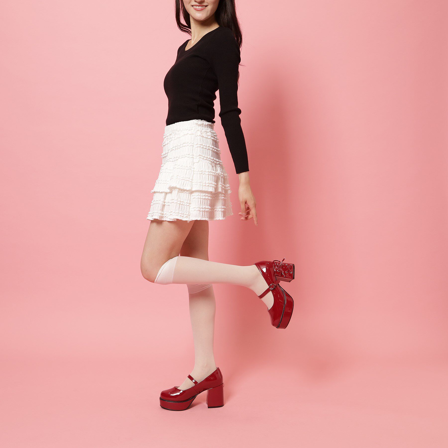 csT&P「厚底ヒールレースアップパンプス」|パンプス|