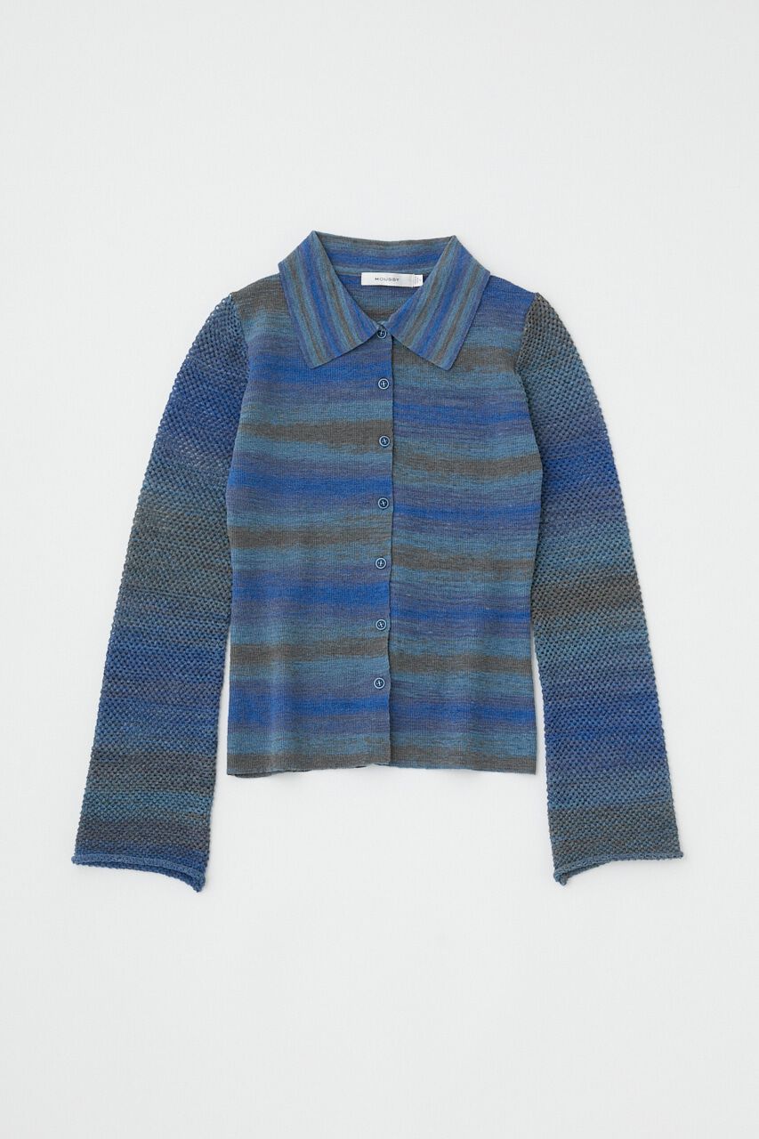MOUSSY「MULTI BORDER ニットシャツ」|シャツ・ブラウス|