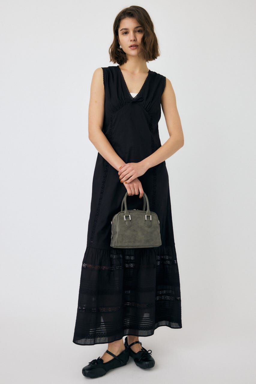MOUSSY「LACE LONG ドレス」|ワンピース|BLK