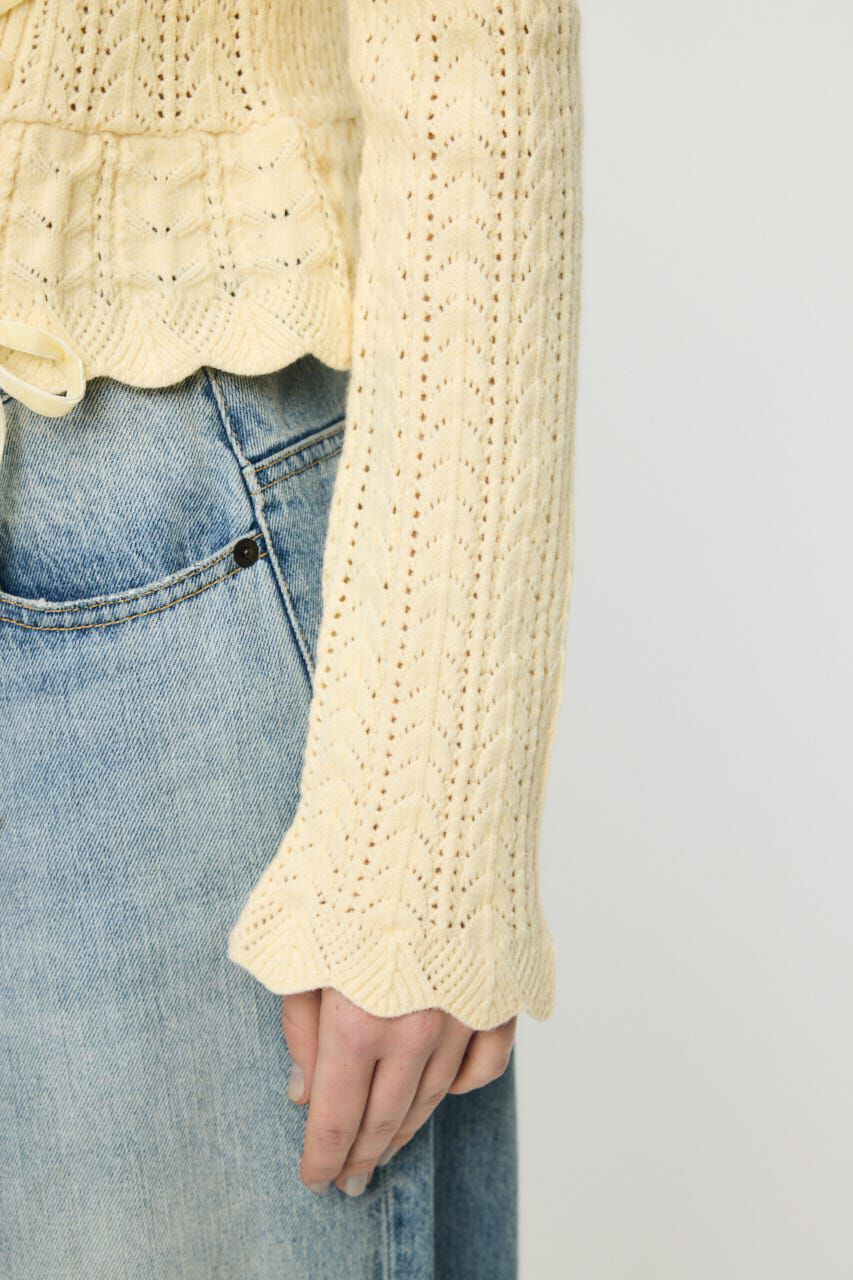 MOUSSY「LACE UP RIBBON カーディガン」|ニット・セーター|