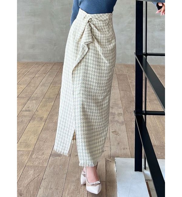 RESEXXY「パールボタンツイードラップスカート」|スカート|アイボリー