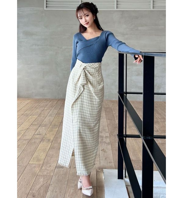 RESEXXY「パールボタンツイードラップスカート」|スカート|