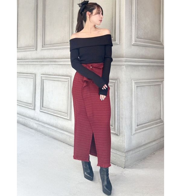 RESEXXY「パールボタンツイードラップスカート」|スカート|