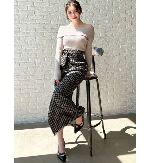 RESEXXY「パールボタンツイードラップスカート」|スカート|