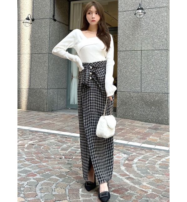 RESEXXY「パールボタンツイードラップスカート」|スカート|