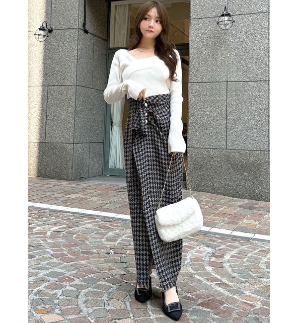 RESEXXY「パールボタンツイードラップスカート」|スカート|