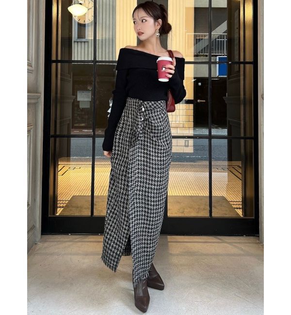 RESEXXY「パールボタンツイードラップスカート」|スカート|