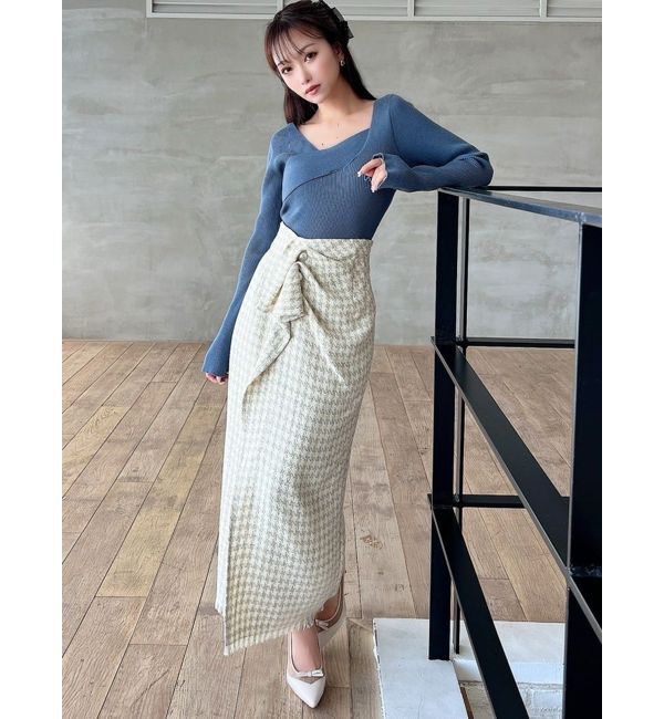 RESEXXY「パールボタンツイードラップスカート」|スカート|