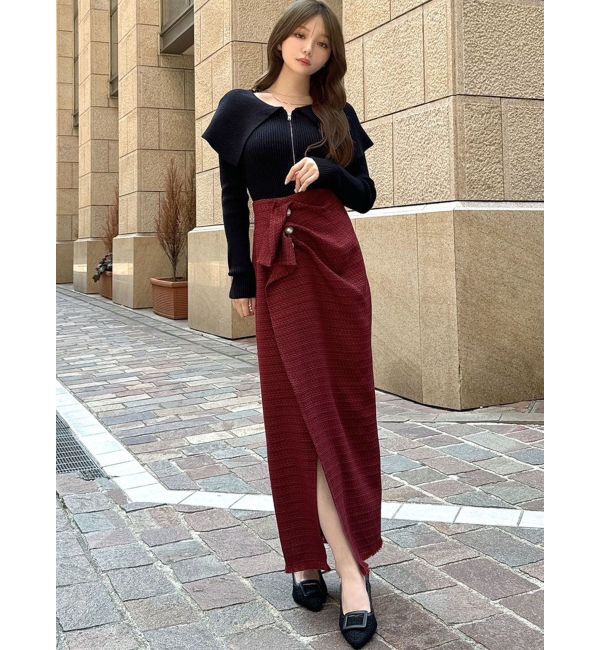 RESEXXY「パールボタンツイードラップスカート」|スカート|